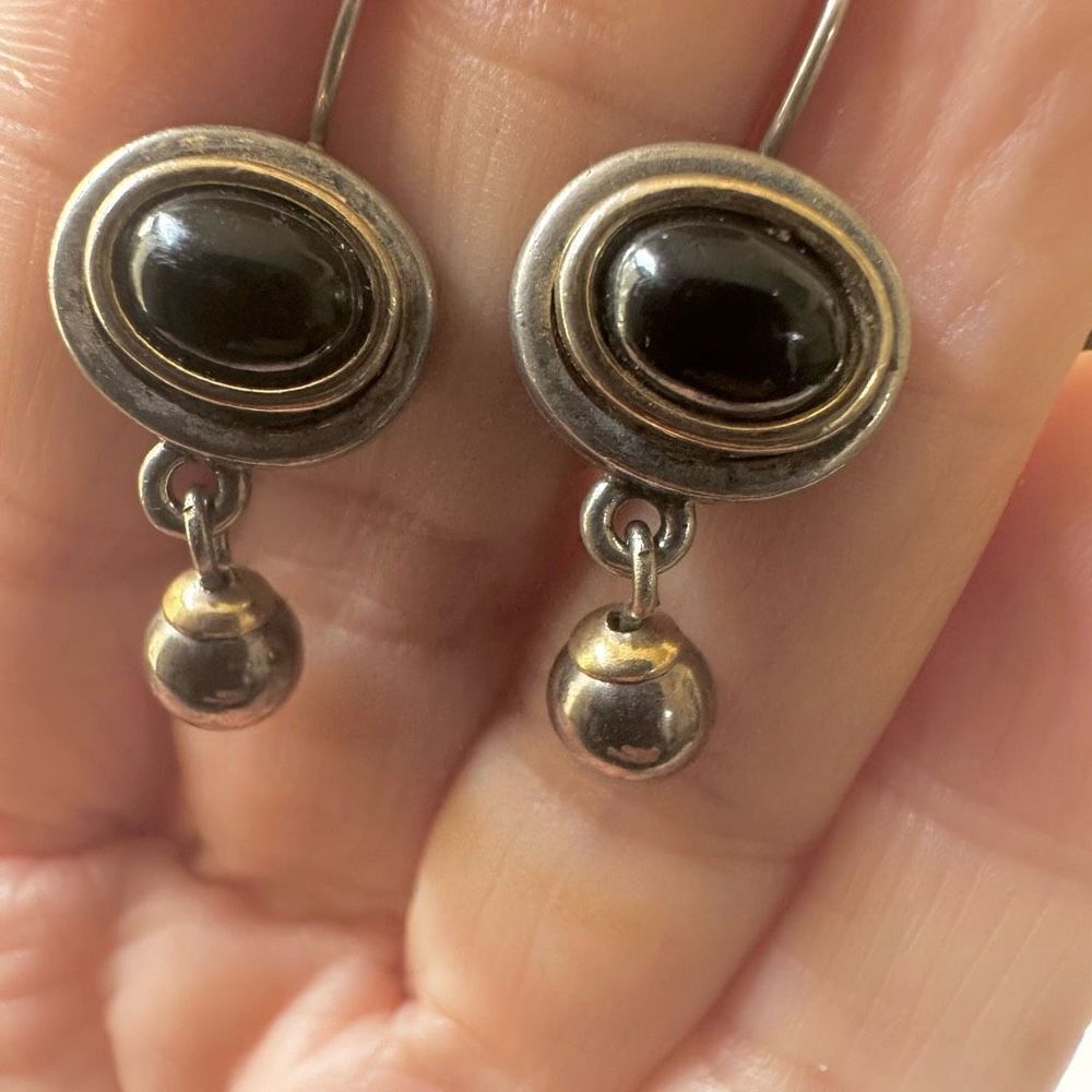 OLCi black silver gold earrings